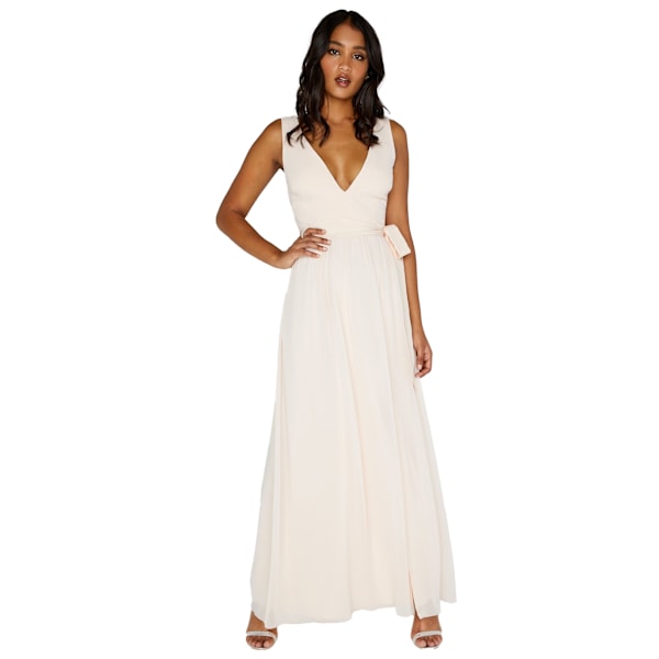 Little Mistress Dam/Damer Plunge Tie Maxi Klänning 10 UK Nude Nude 10 UK