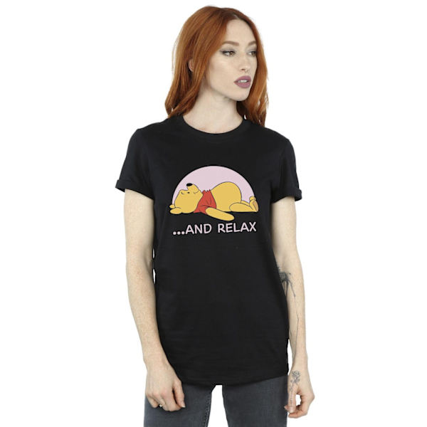 Disney Dam/Damer Winnie The Pooh Relax Bomull Boyfriend T-Shirt 5XL Svart Black 5XL