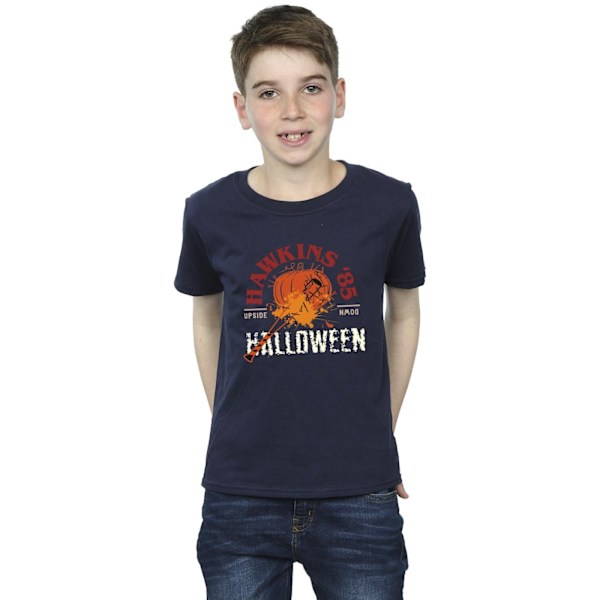 Netflix Boys Stranger Things Hawkins Halloween T-shirt 7-8 år Navy Blue 7-8 Years