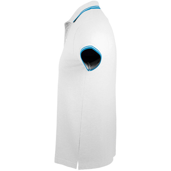SOLS Herr Pasadena Tipped Kortärmad Pique Poloskjorta S Vit White/Aqua Blue S