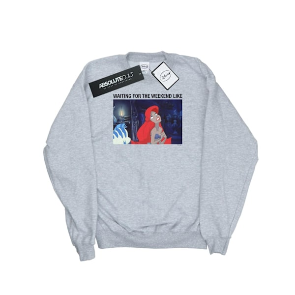 Disney Girls The Little Mermaid Väntar På Helgen Sweatshirt Sports Grey 5-6 Years