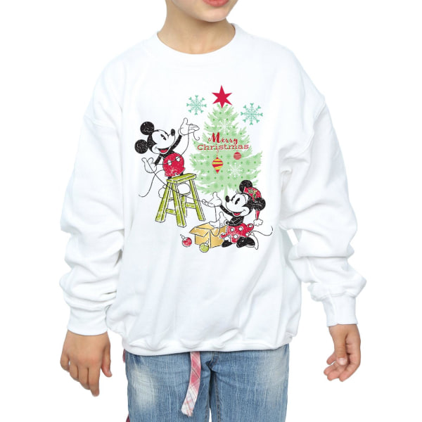 Disney Girls Mickey och Minnie Christmas Tree Sweatshirt 7-8 Ye White 7-8 Years