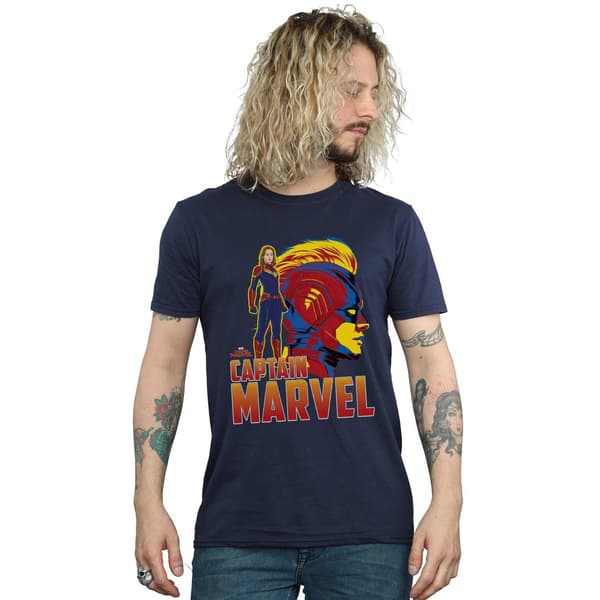 Marvel Herr Captain Marvel Karaktär T-shirt M Marinblå Navy Blue M