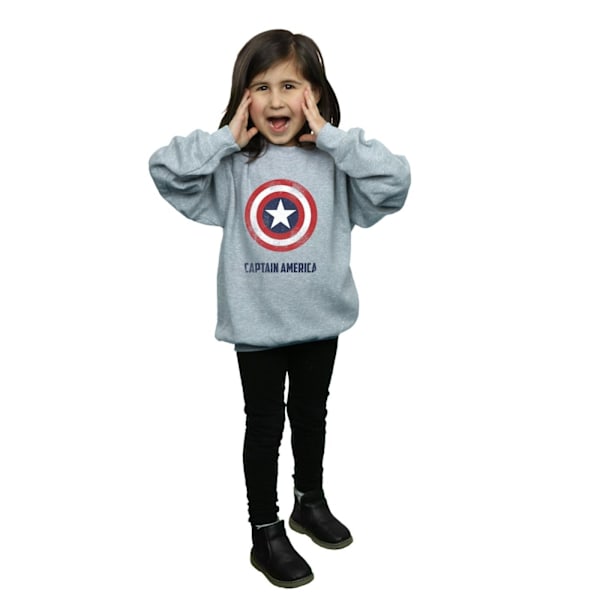 Marvel Girls Captain America Shield Text Sweatshirt 7-8 år S Sports Grey 7-8 Years