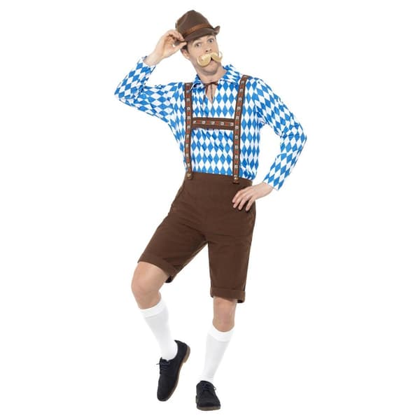 Smiffys Bayersk Öldräkt Set för Män M Blå/Brun Blue/Brown M