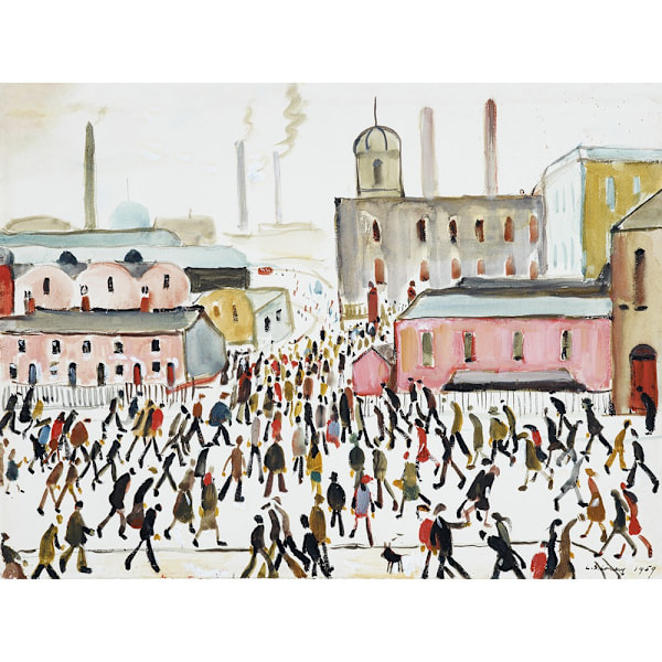 L.S. Lowry Going To Work 1959 Tryckt inramad duktryck 30cm Multicoloured 30cm x 40cm