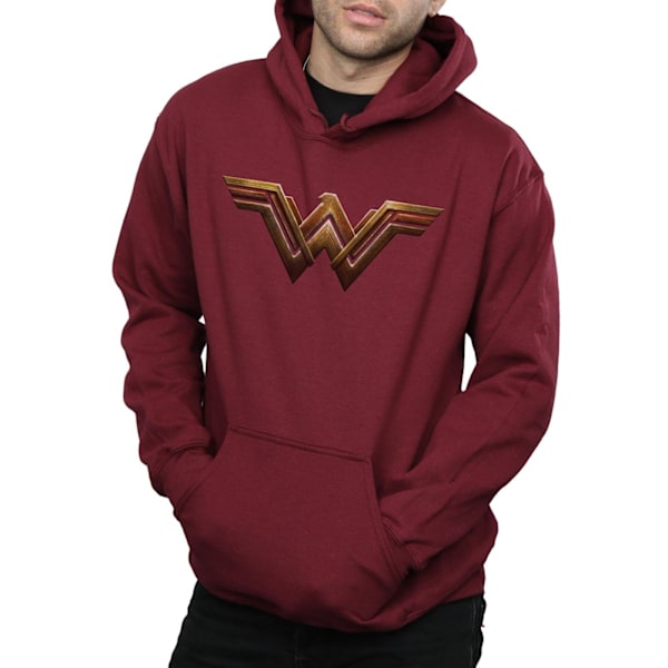 DC Comics Justice League Movie Wonder Woman Emblem Hoodie för män Burgundy S