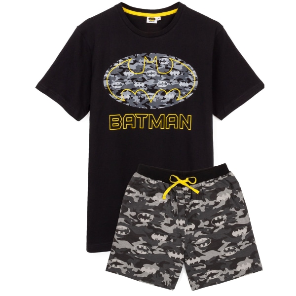Batman Mens Logotyp Camo Short Pyjamas Set S Svart/Grå Black/Grey S