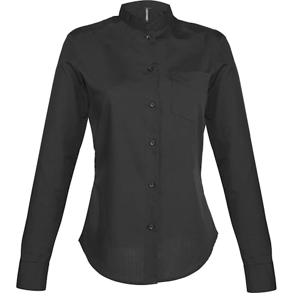 Kariban Dam/Kvinnor Långärmad Mandarin Krage Skjorta M Svart Black M