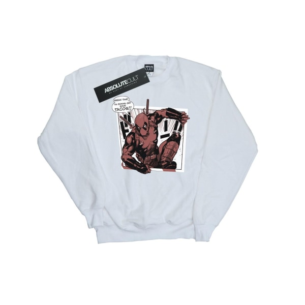 Marvel Dam/Ladies Deadpool Breaktime Tacos Sweatshirt XL Whi White XL