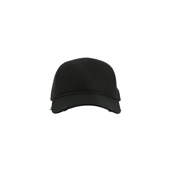 Atlantis Rapper Destroyed 5 Panel Weathered Trucker Cap One Size Black/Black One Size