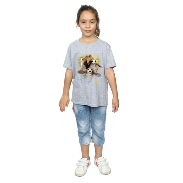 Star Wars: The Last Jedi T-shirt i borstad bomull med Porg för flickor, 7-8 år Sports Grey 7-8 Years