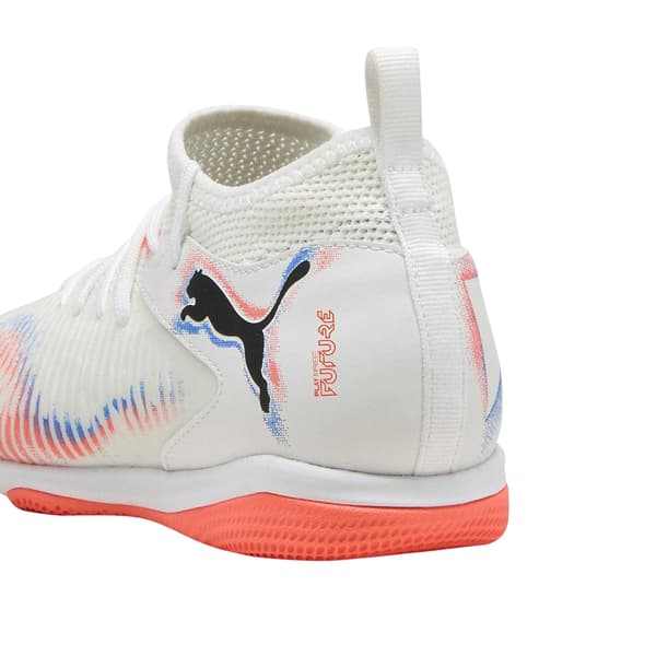 Puma Barn/Kids Future 8 Match Mid Cut Flat Inomhusfotboll White/Black/Glowing Red 3.5 UK
