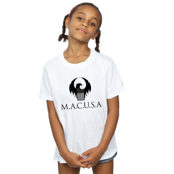 Fantastic Beasts Girls MACUSA Logotyp bomull T-shirt 7-8 år Whi White 7-8 Years