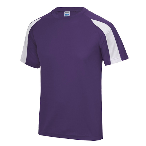 AWDis Cool Herr Kontrast Fukttransporterande T-shirt XL Lila/Arc Purple/Arctic White XL