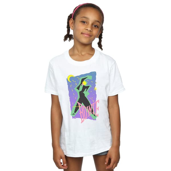 David Bowie Flickdans Bomulls T-shirt för flickor 7-8 år Vit White 7-8 Years