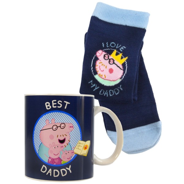Greta Gris Best Daddy Mugg och Sock Set One Size Blue Blue One Size