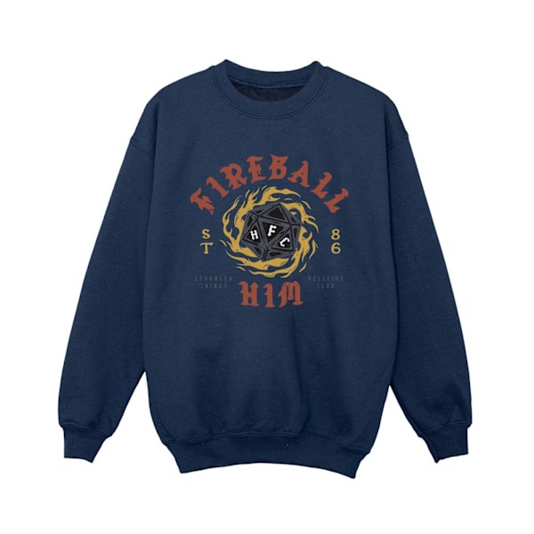 Netflix Boys Stranger Things Fireball Dice 86 Sweatshirt 7-8 År Navy Blue 7-8 Years