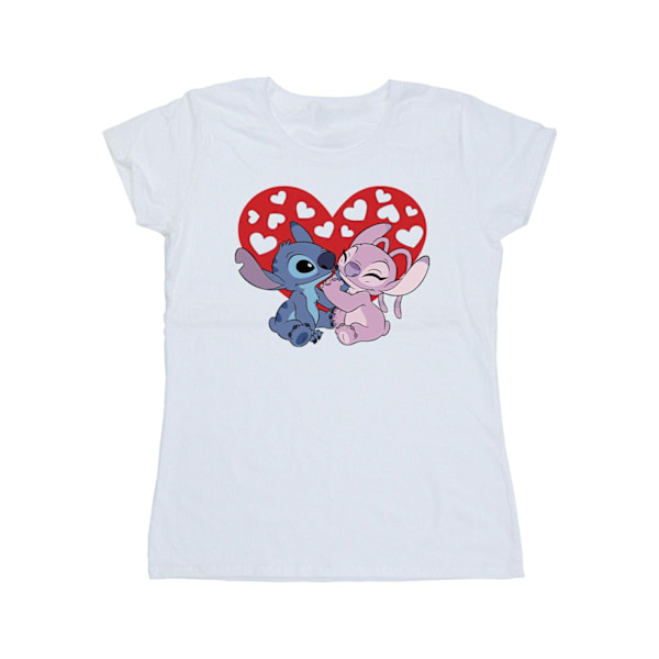 Disney Dam/Kvinnor Lilo & Stitch Hjärtan Bomull T-shirt M Vit White M