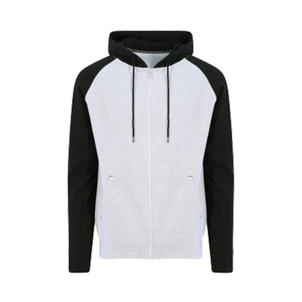 AWDis Just Hoods Herr Baseboll Zoodie XXL Heather Grey/Jet Blac Heather Grey/Jet Black XXL