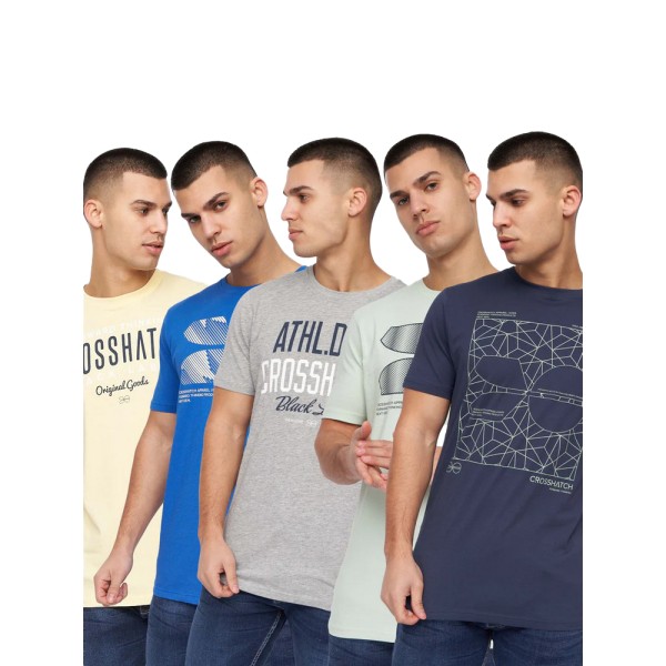 Crosshatch Sneepy T-shirt för män (paket med 5) L Marinblå/Sage/Grå/Blå Navy/Sage/Grey/Blue/Cream L