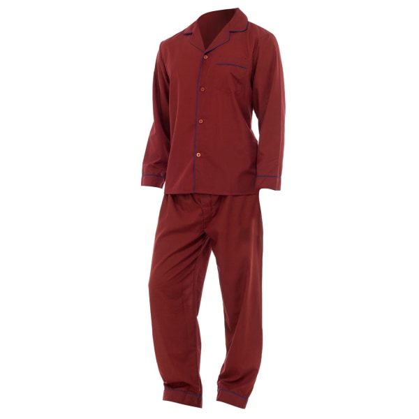 Enfärgad långärmad skjorta för män & byxor Nattkläder Pyjamas Red L Chest: 46-49inch ; Waist 30-33inc