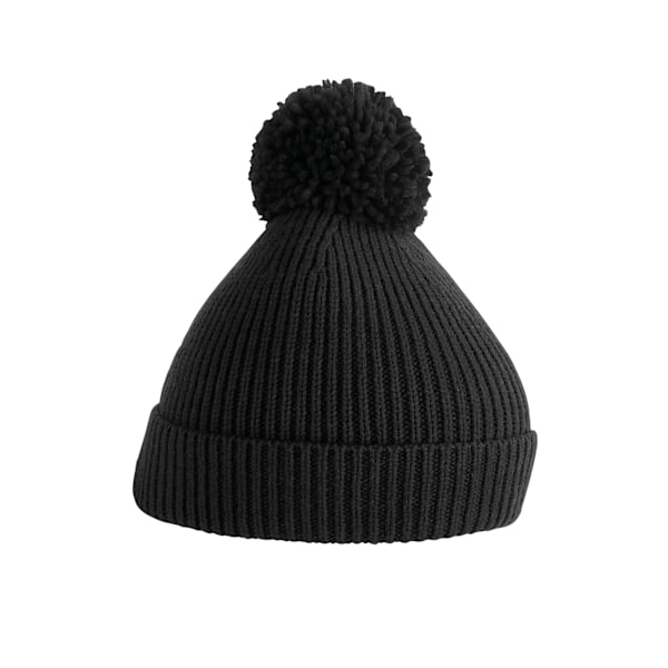 Beechfield Unisex Vuxen Pom Pom Ribbstickad Stickad Mössa En Storlek Black One Size