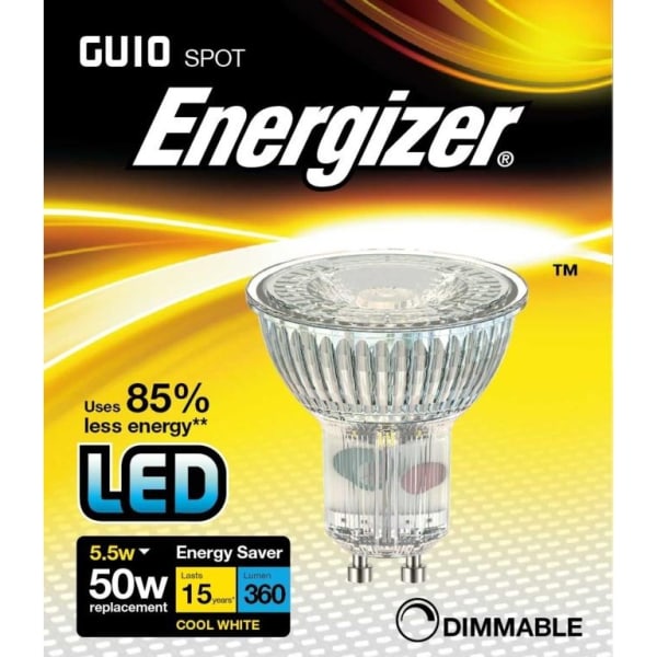 Energizer LED GU10 5,5w Cap Glödlampslock Cool White Dimmabl Silver One Size