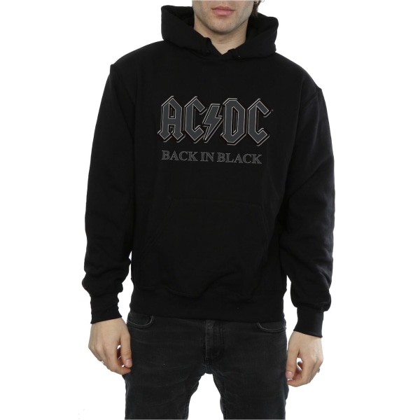 AC/DC Mens Back In Black Hoodie L Svart Black L