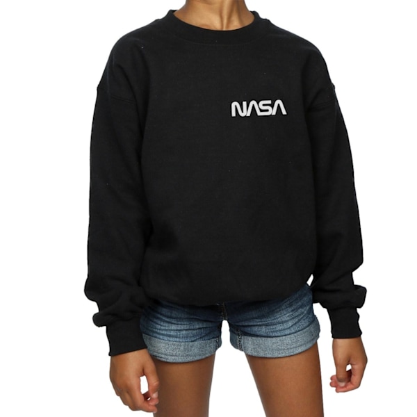 NASA Girls Modern Logo Chest Sweatshirt 9-11 år Svart Black 9-11 Years