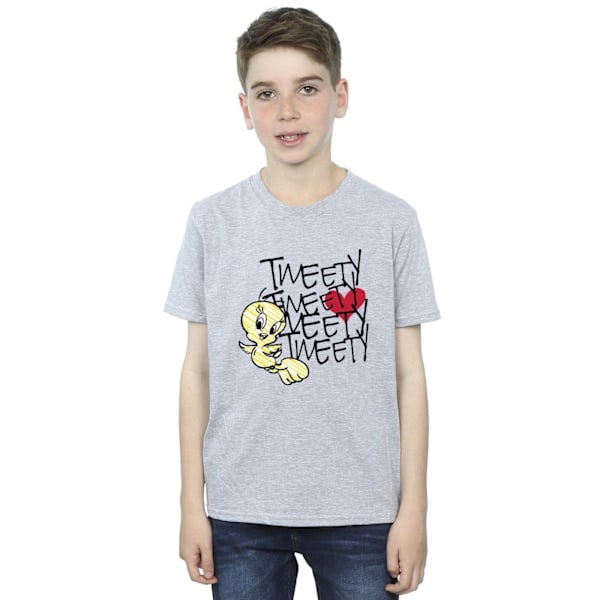 Looney Tunes Pojkar Tweety Love Heart T-shirt 7-8 år Sport Grå Sports Grey 7-8 Years