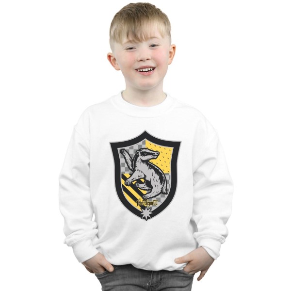 Harry Potter Boys Hufflepuff Crest Flat Sweatshirt 7-8 år Wh White 7-8 Years
