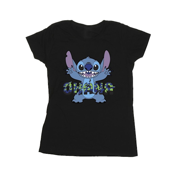 Disney Dam/Kvinnor Lilo Och Stitch Ohana Blå Glitch Bomull T-shirt Black M