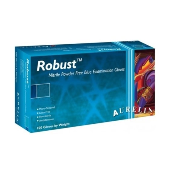 Aurelia Robust Nitrile Powder  Engångshandskar för undersökning Blue M