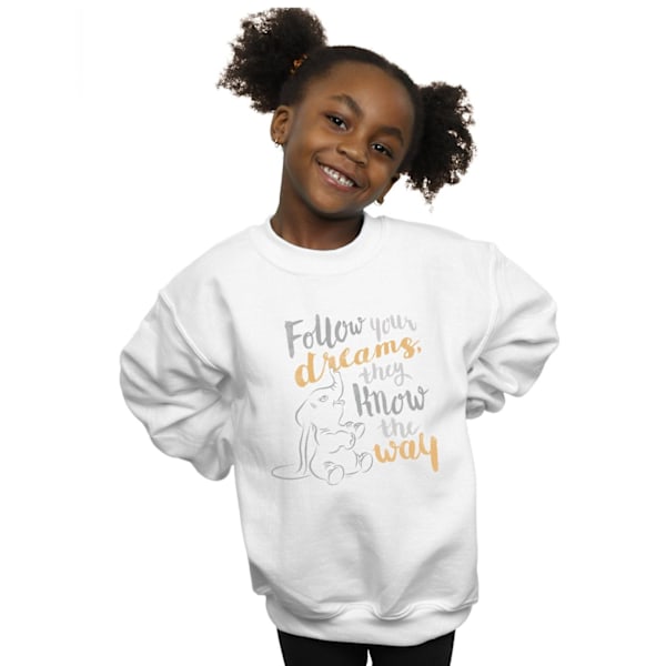 Disney Girls Dumbo Följ Din Dröm Sweatshirt 3-4 År Vit White 3-4 Years