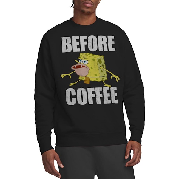 SvampBob Fyrkant Unisex Vuxen Innan Kaffe Meme Sweatshirt Black S