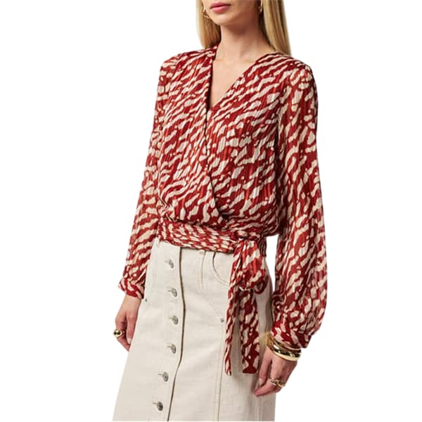 Vero Moda Dam/Dam Djurmönstrad V-ringad Omlott-topp 6 UK Fired Fired Brick 6 UK