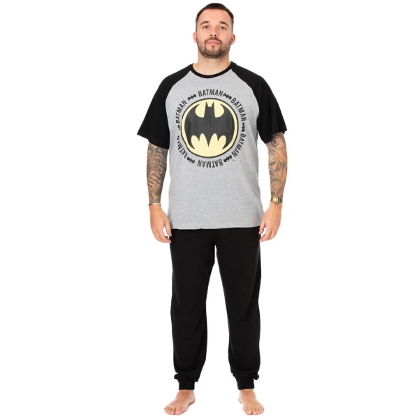 Batman Mens Logo Long Pyjamas Set S Grå/Svart Grey/Black S
