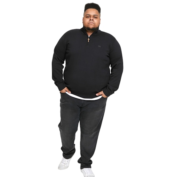 Duke Herr D555 Giuseppe 1 Stickad Kvart Zip Kingsize Tröja Black 4XL
