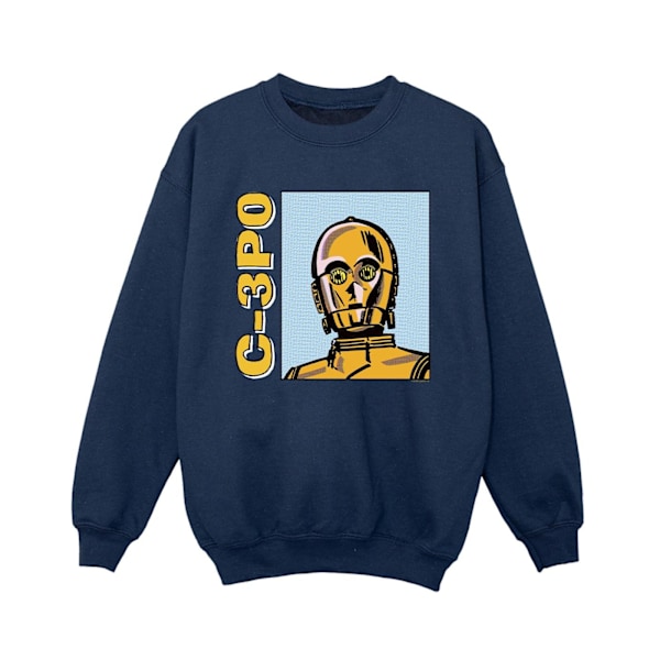 Star Wars Pojkar C3PO Linje Konst Sweatshirt 5-6 År Marinblå Navy Blue 5-6 Years