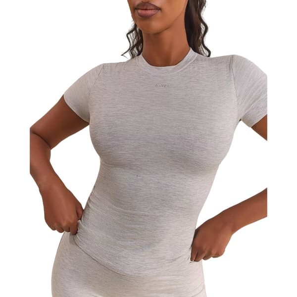 Mars The Label Dam/Kvinnor broderad logotyp figursydd kortärmad topp Grey L