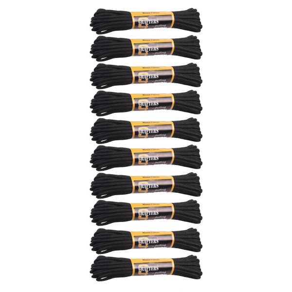 Grafters runda 210 cm stövelsnören (paket med 10) paket med 10 svarta Black Pack of 10