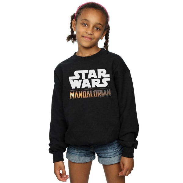 Star Wars Girls The Mandalorian Logo Sweatshirt 7-8 år Svart Black 7-8 Years