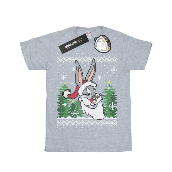 Looney Tunes Girls Bugs Bunny Christmas Fair Isle Cotton T-Shir Sports Grey 12-13 Years