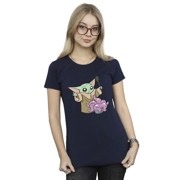 Star Wars Dam/Damer The Mandalorian Spöklikt Matlagning Bomull T-shirt Navy Blue L
