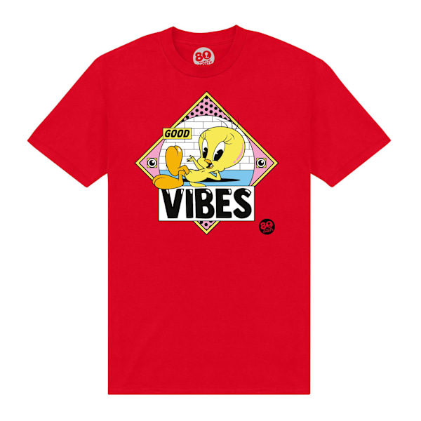 Tweety Unisex Vuxen 80-årsdag Good Vibes T-shirt S Röd Red S