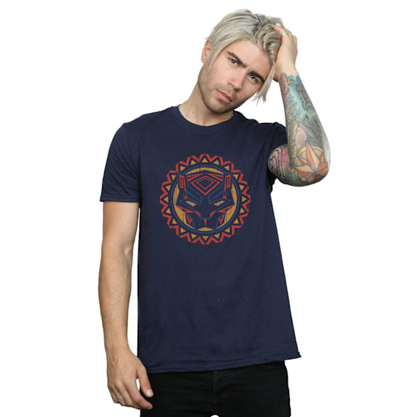Marvel Mens Black Panther Tribal Panther Icon T-Shirt XXL Marinblå Navy Blue XXL
