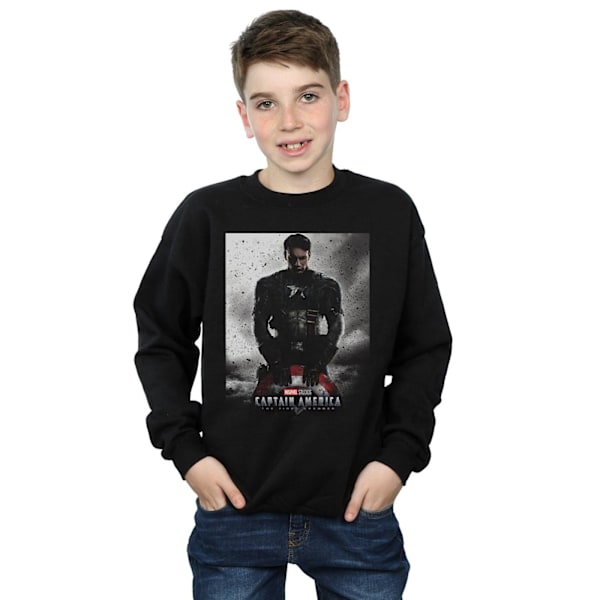 Marvel Studios Boys Captain America The First Avenger Poster Sweatshirt Black 5-6 Years