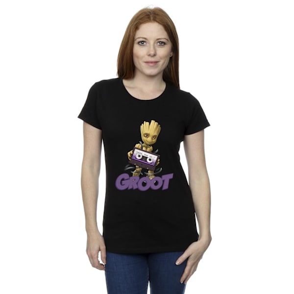 Guardians Of The Galaxy Dam/Kvinnor Groot Kassett Bomull T-shirt Black S