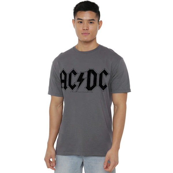 AC/DC Herr T-shirt med Slitet Logotryck 4XL Kolgrå Charcoal 4XL